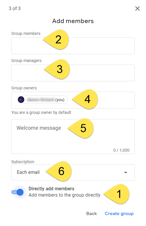 initial membership settings 