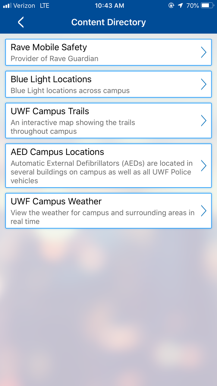 Content Directory screen