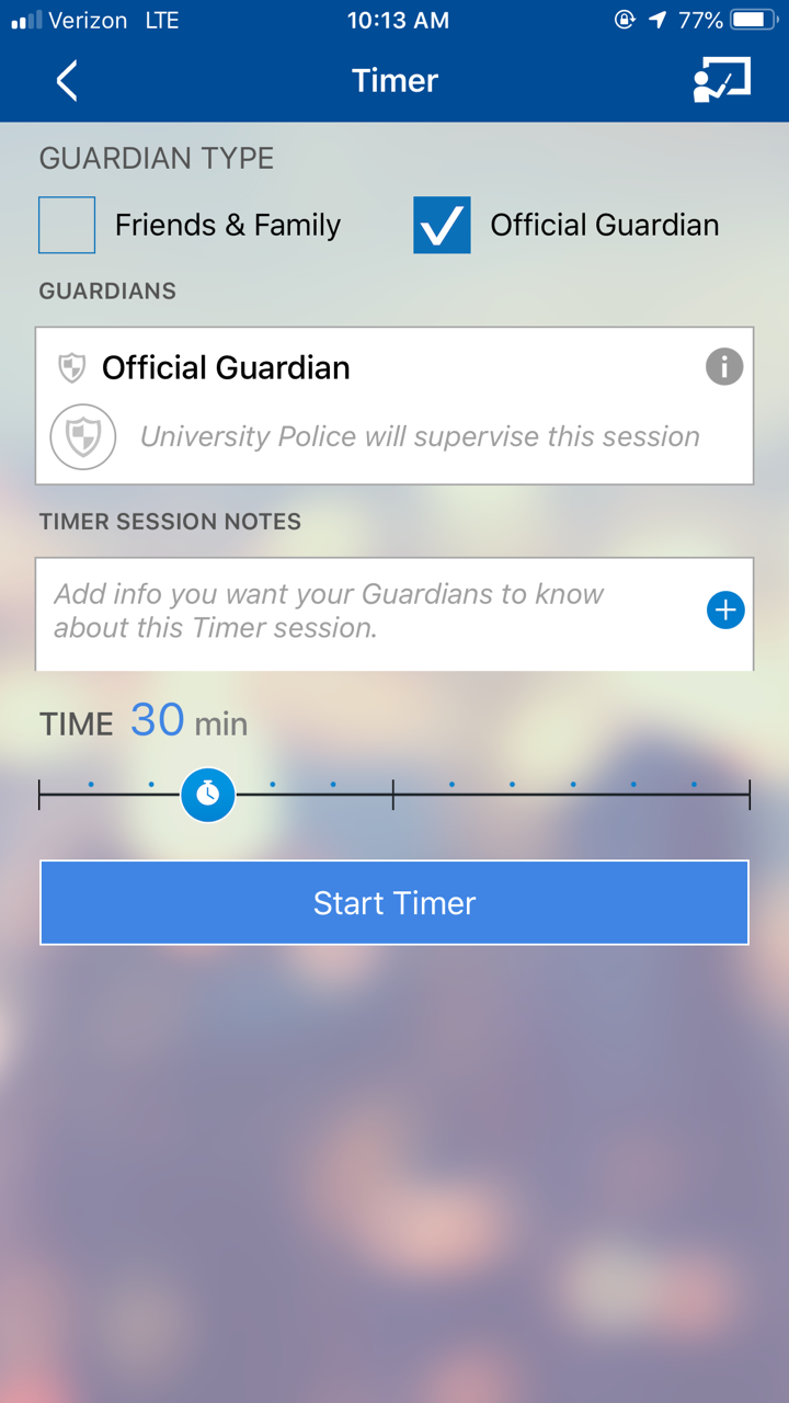 screenshot of configuring safety timer