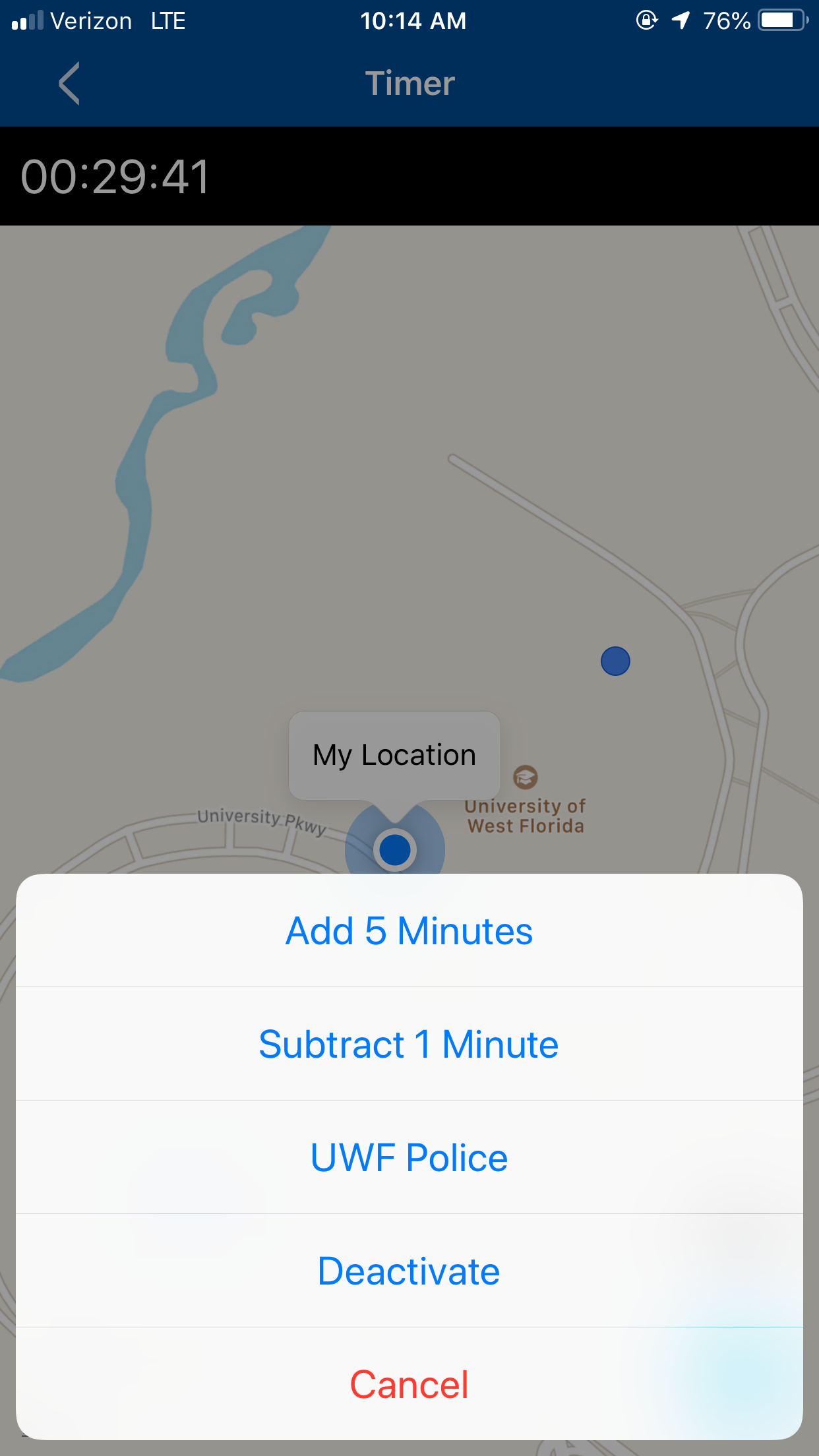 screenshot of setting timer
