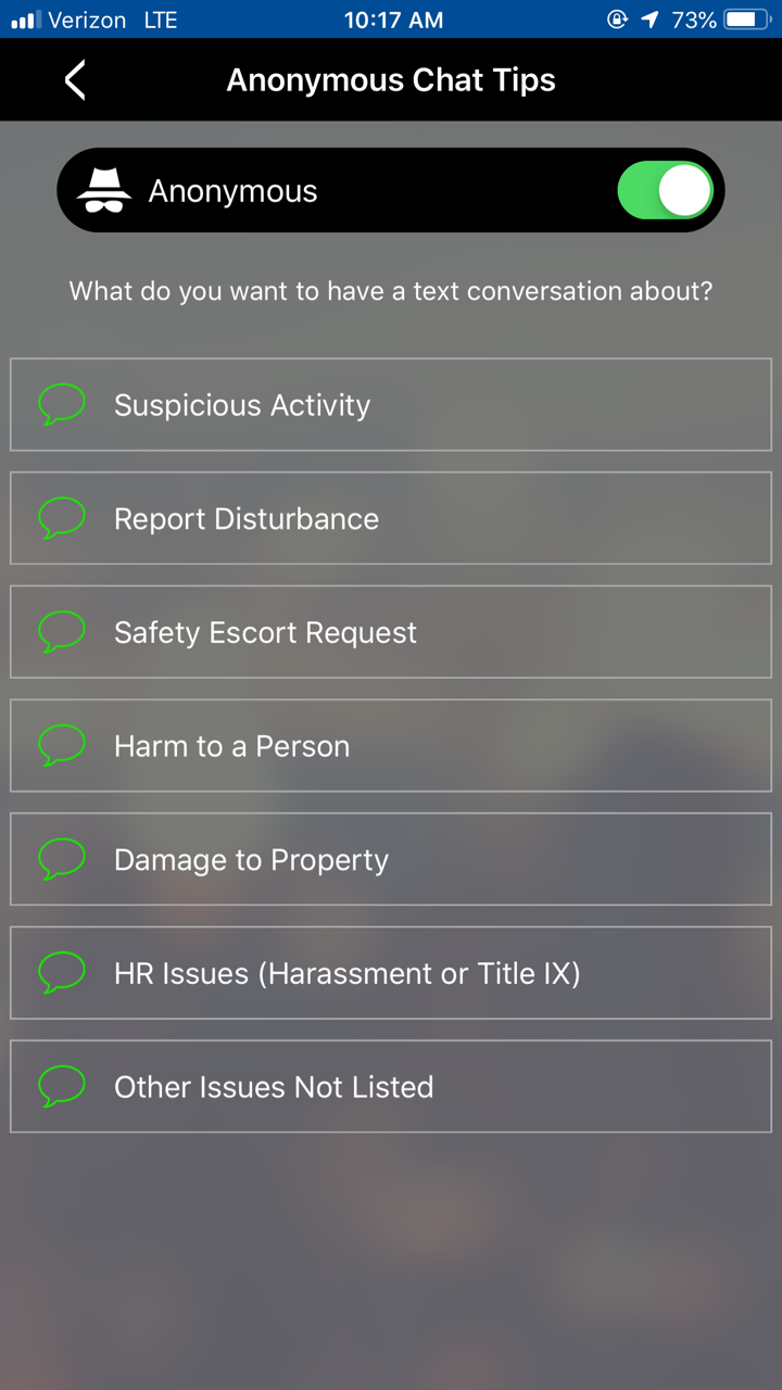 anonymous chat tips screen