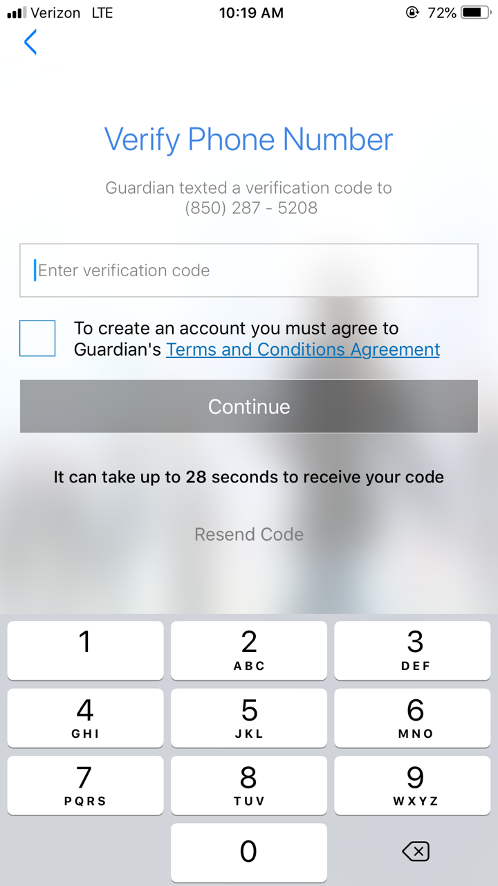 field for verification code
