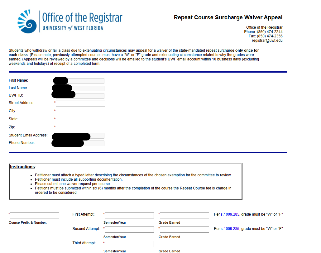 UWF Public Knowledge Base > Submitting a Repeat Course Surcharge Waiver Appeal > image-2025-2-19_16-5-42.png