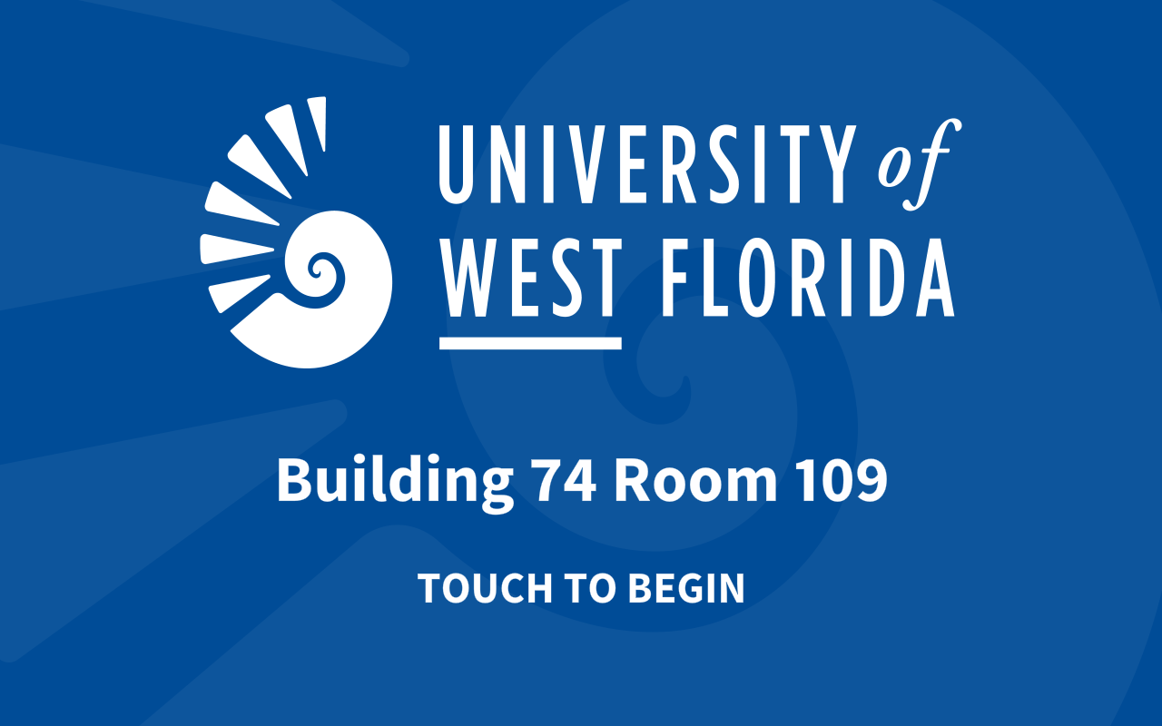 UWF Public Knowledge Base > 74/109 & FWB 4/460 Distance Learning Room Facilitator Guide > 1 Start Page.PNG touch panel home screen