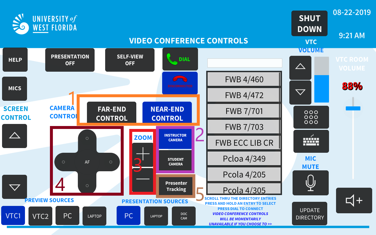 various camera controls