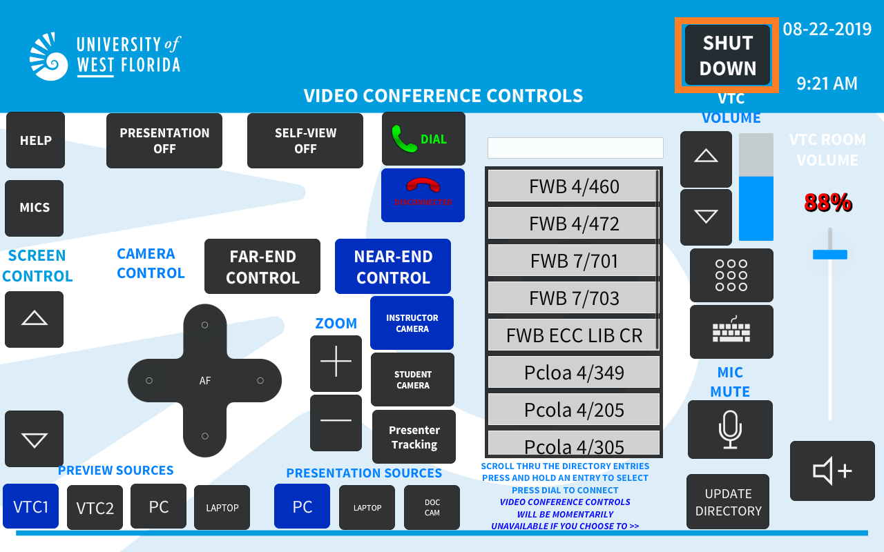 UWF Public Knowledge Base > 74/109 & FWB 4/460 Distance Learning Room Facilitator Guide > shutDown.png shut down button