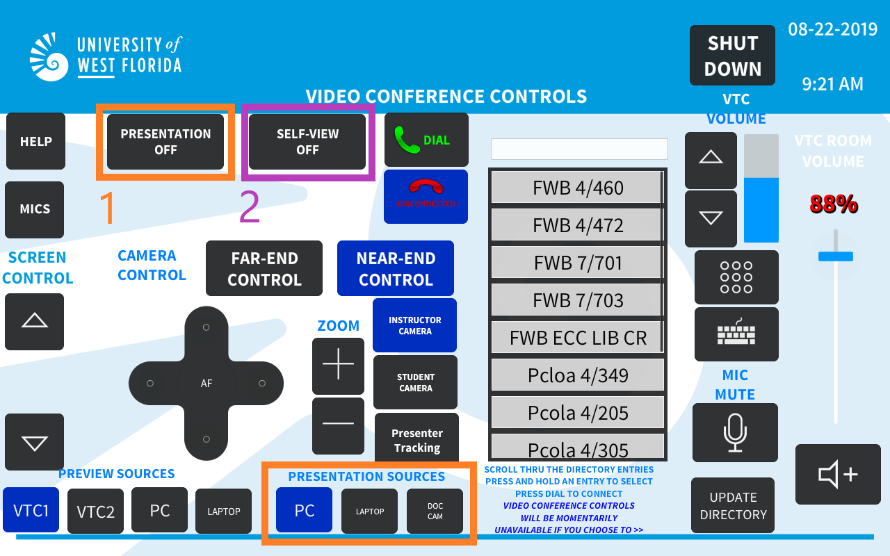 UWF Public Knowledge Base > 74/109 & FWB 4/460 Distance Learning Room Facilitator Guide > viewControls.png adjusting view settings