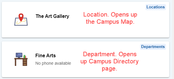 sample results for location and department