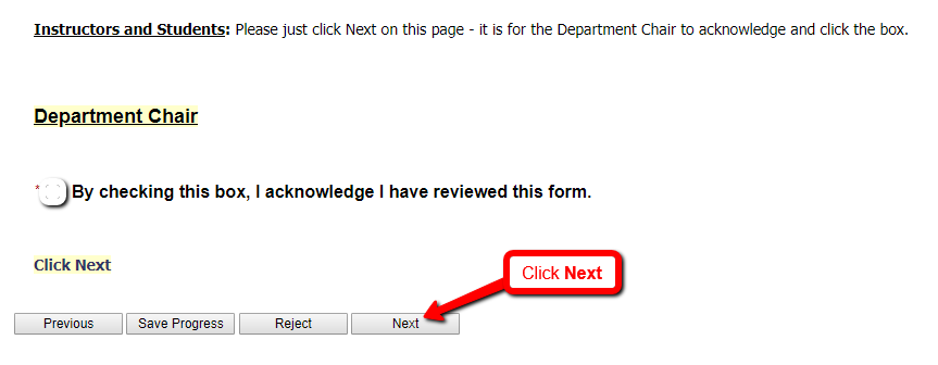 chair acknowledgment page - for student view