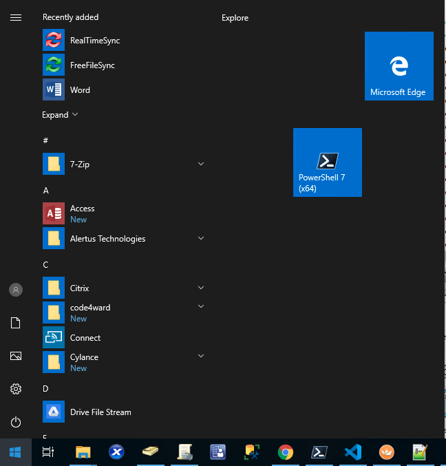 UWF Public Knowledge Base > Determining your installed version of Office > Screen Shot 2020-03-25 at 8.53.25 AM.png Start menu