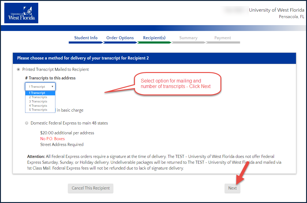 image of delivery method for Myself option