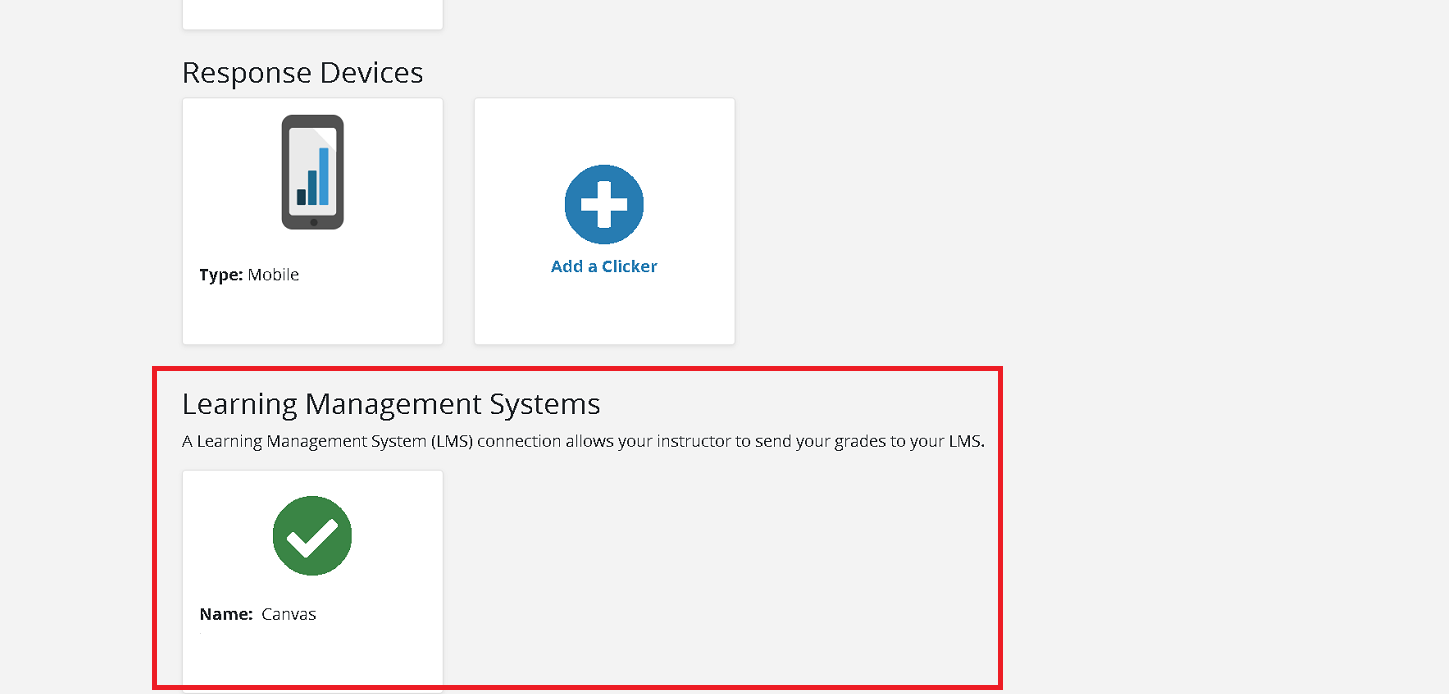 green checkmark confirming successful connection to Canvas