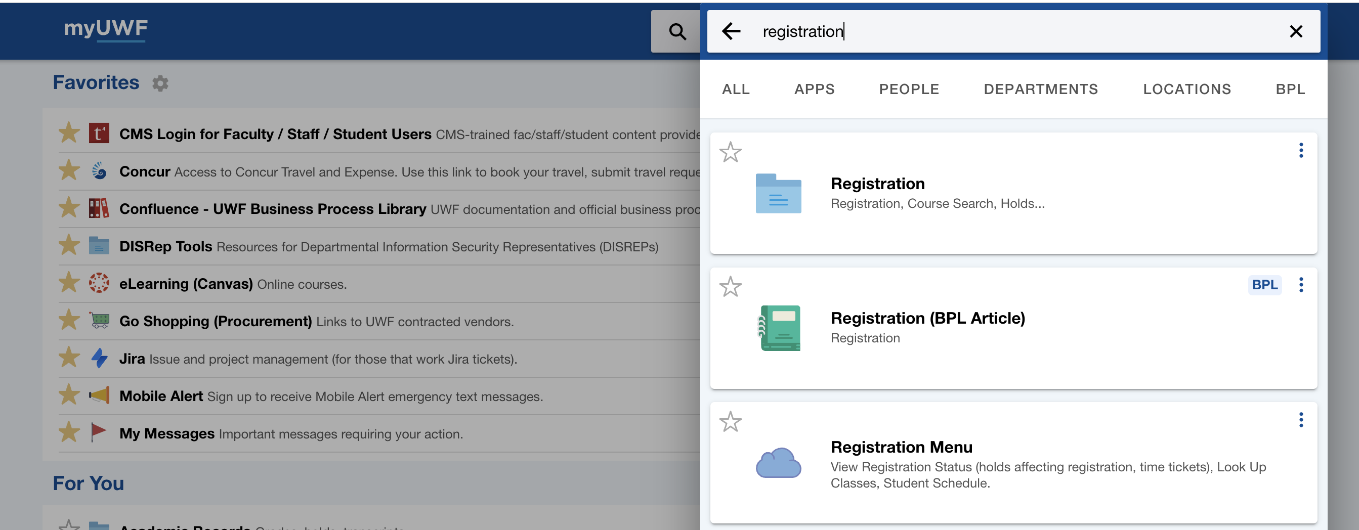 MyUWF's Registration Button