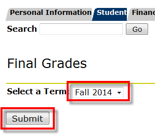 Select term dropdown and Submit button