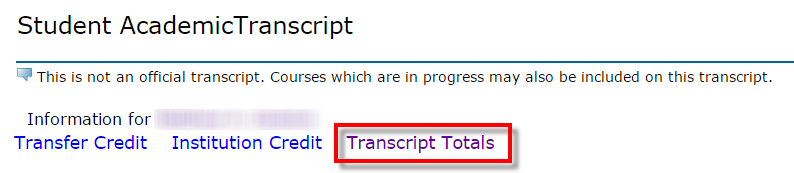 Transcript Totals link