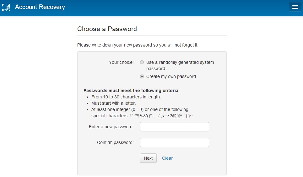 create your own password