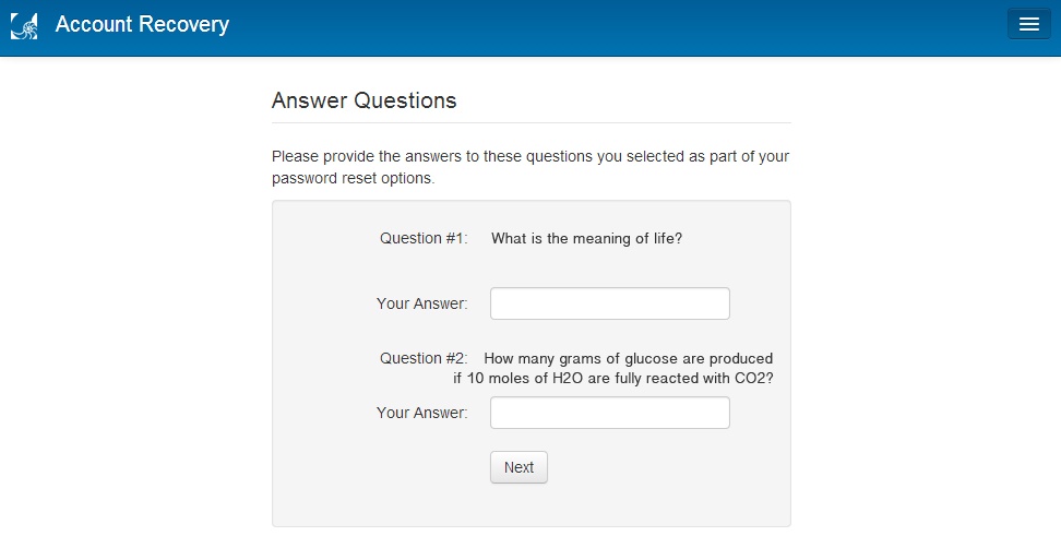 answer security questions