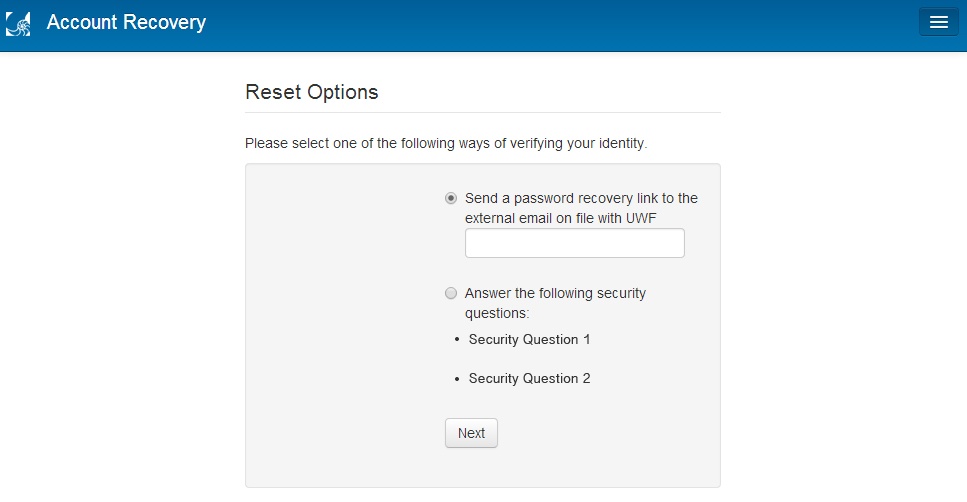 send reset password email or answer security questions