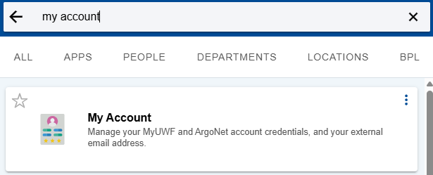 My Account Option in the Search Bar