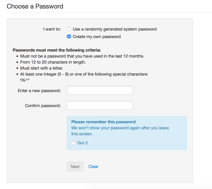 Creating your own password