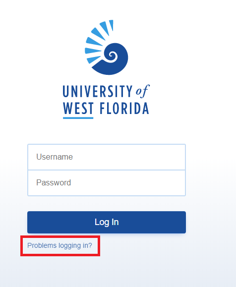 MyUWF log in screen