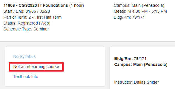 'Not an eLearning course' message