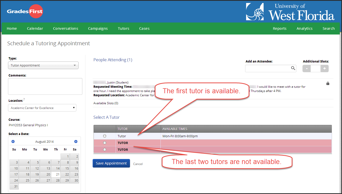 difference between available and unavailable tutors