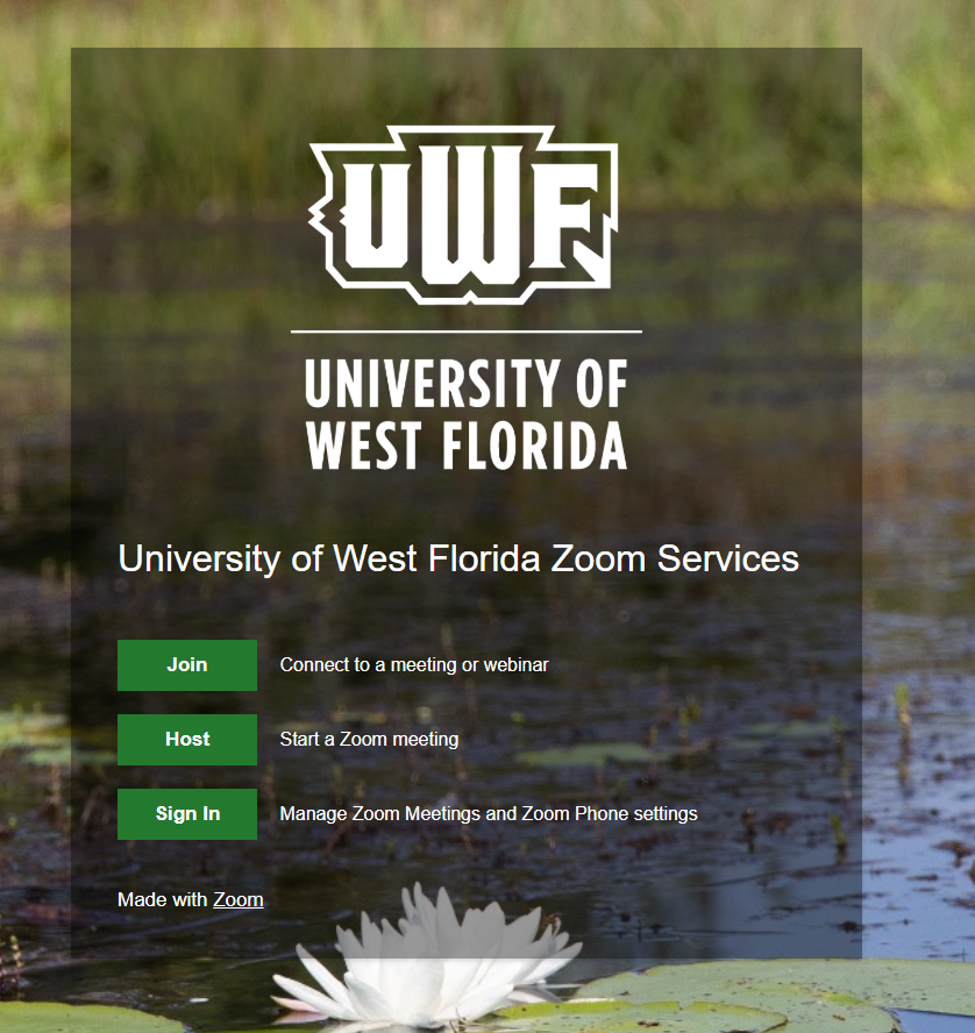 Sign In button in uwf.Zoom.us