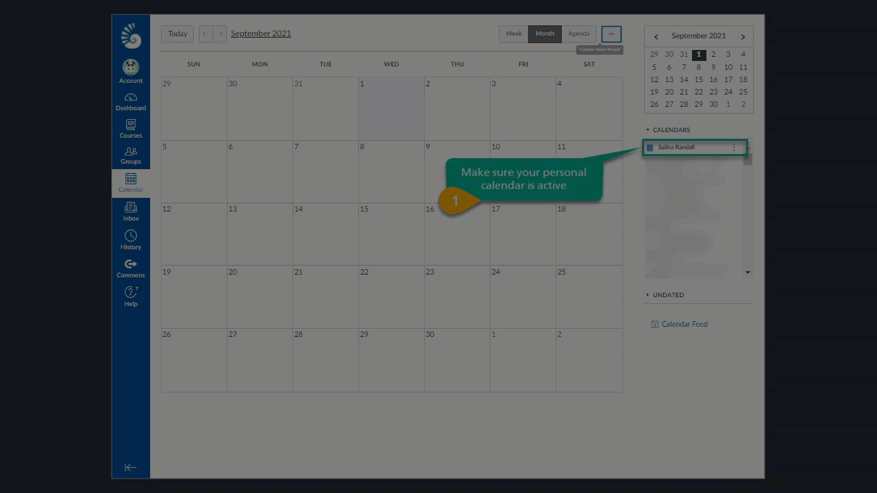 Make sure your personal calendar is active