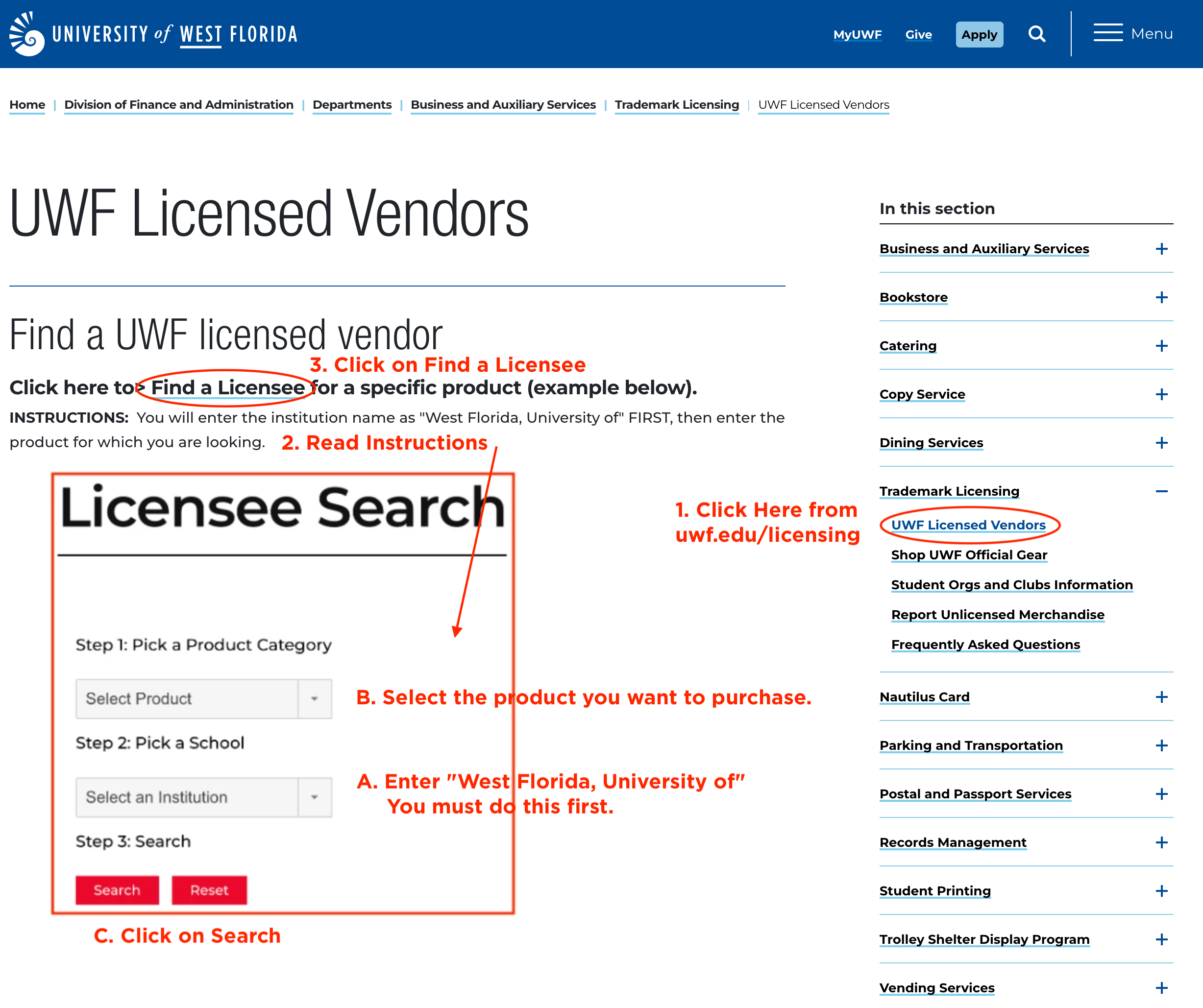Licensee Search Instructions 