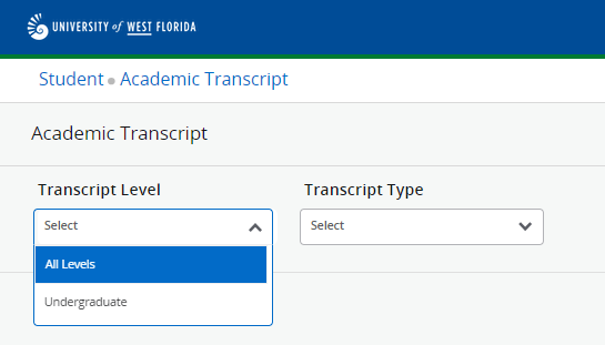 Academic Transcripts Screen Shot