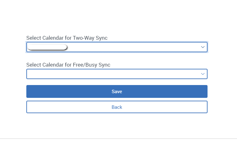 Sync options for calendar