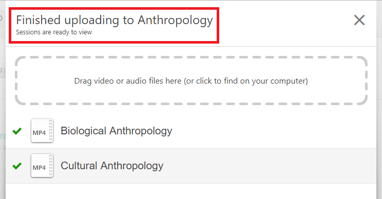 finish message for uploading file
