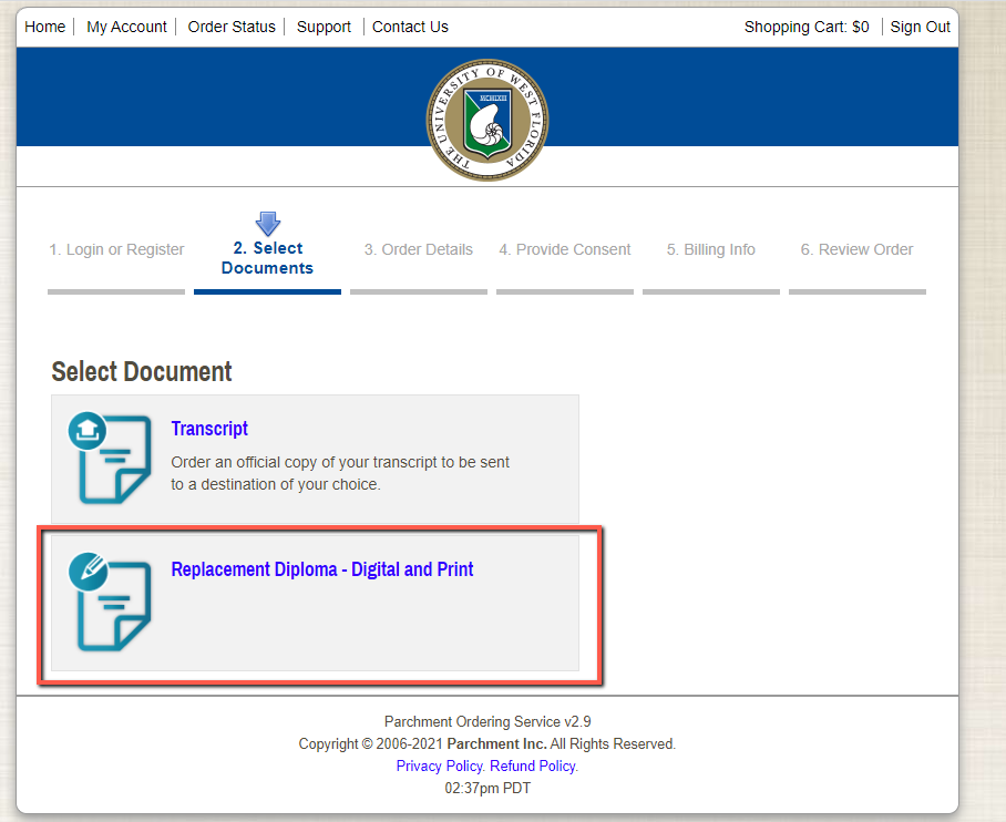UWF Public Knowledge Base > How to Submit a Diploma Request > image2021-9-1_16-38-26.png