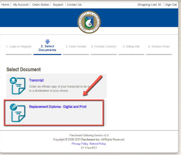 UWF Public Knowledge Base > How to Submit a Diploma Request > image2021-9-8_9-19-39.png