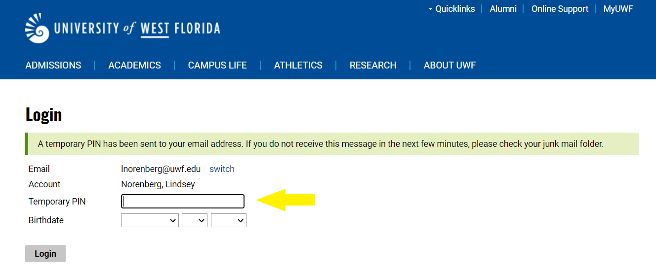 UWF admission application login