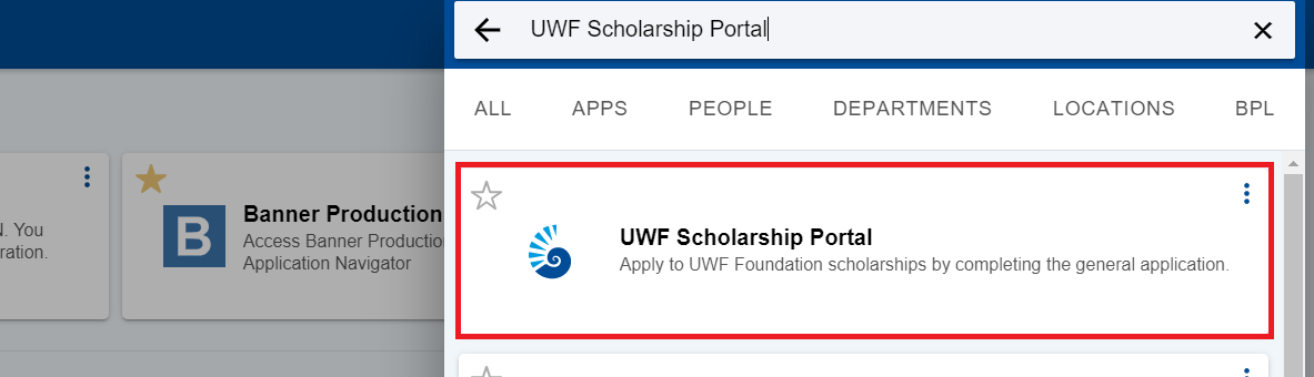 searching for 'UWF Scholarship Portal' app