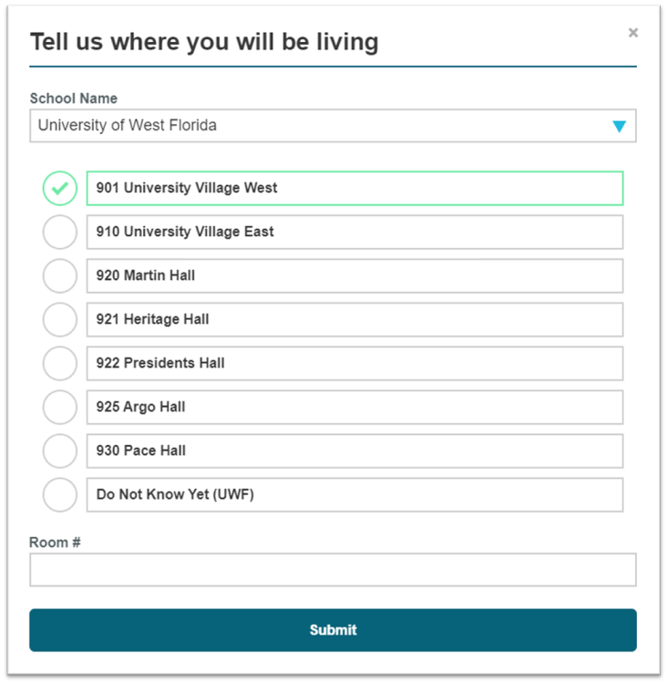Select where you will be living.