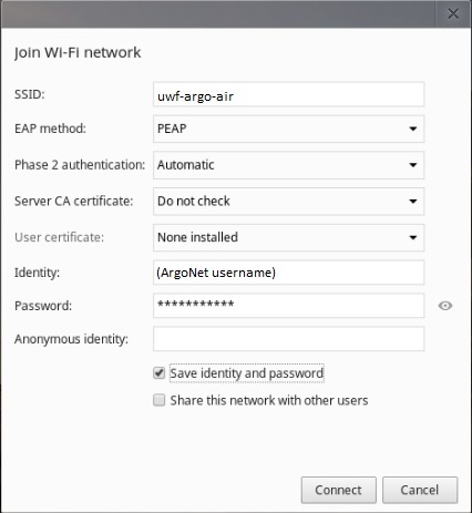 UWF Public Knowledge Base > ArgoAir Setup Instructions: Chromebook > chromebook-wifi.jpg various configurations for argoair