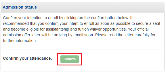 Confirm your offer of admission