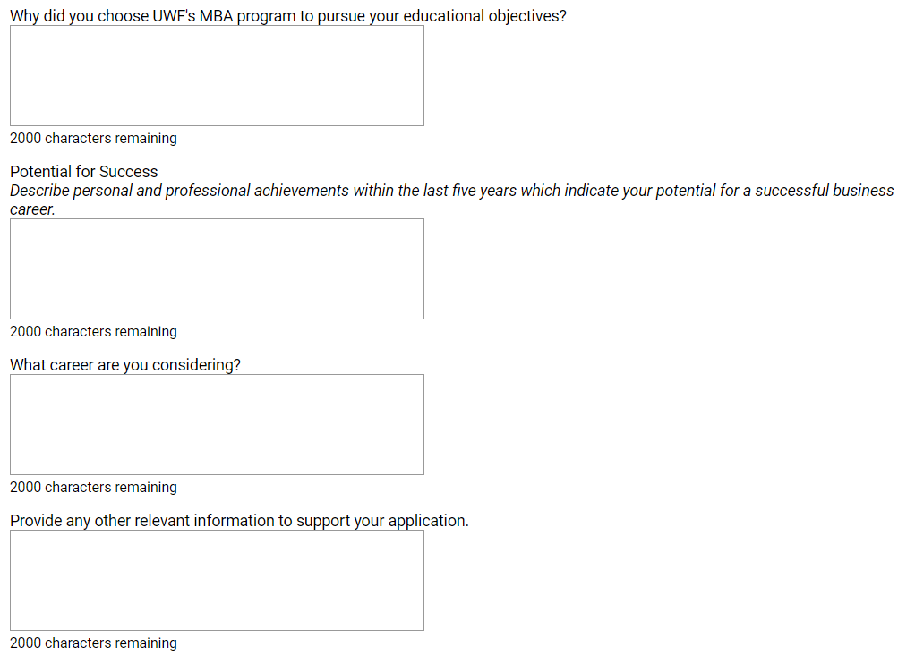 fields for essay questions