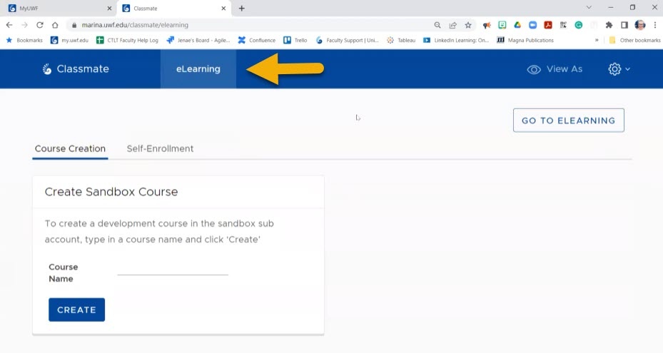 Click on the 'eLearning' button in Classmate