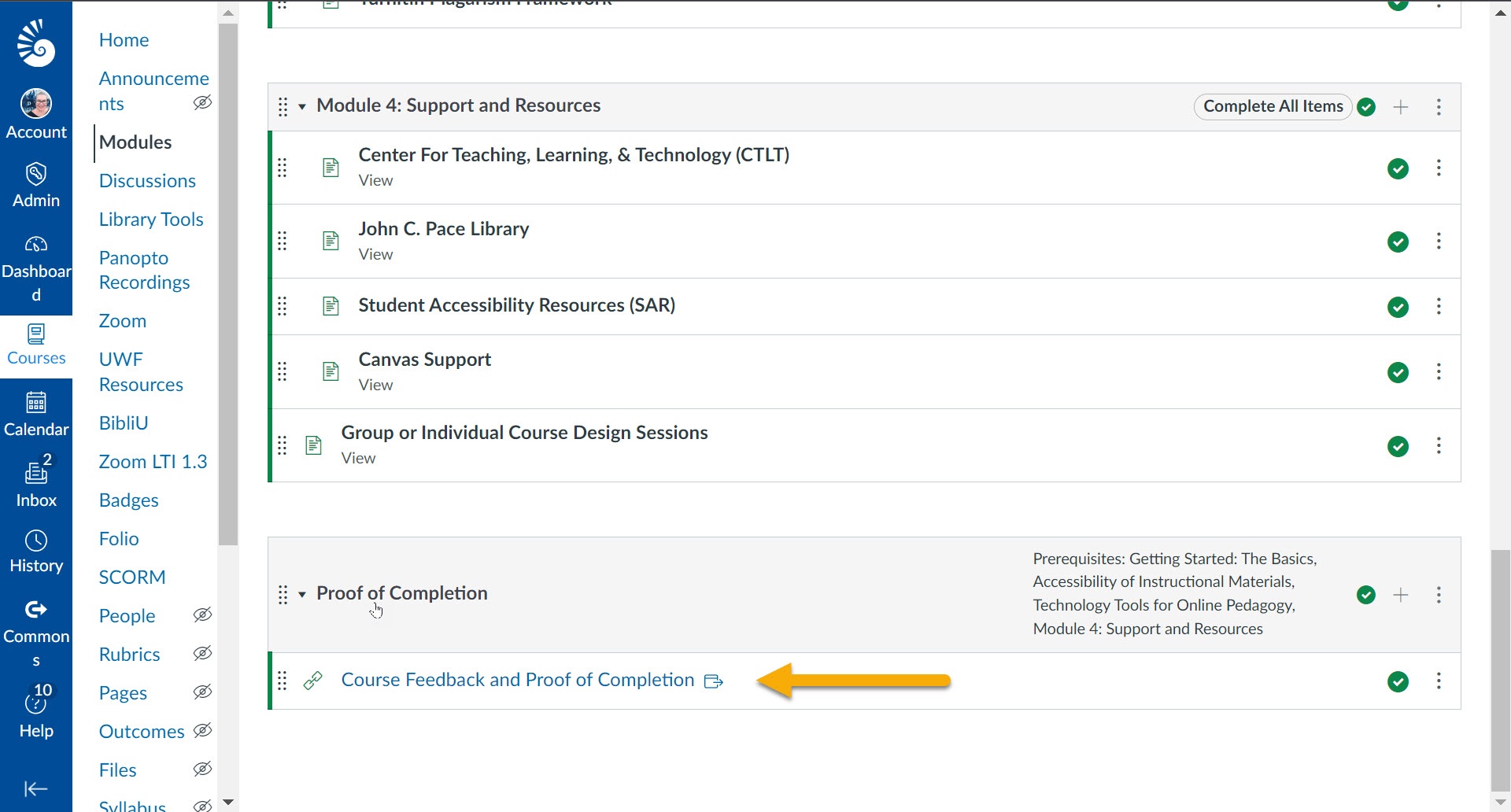 Click on the Proof of Completion survey link. 