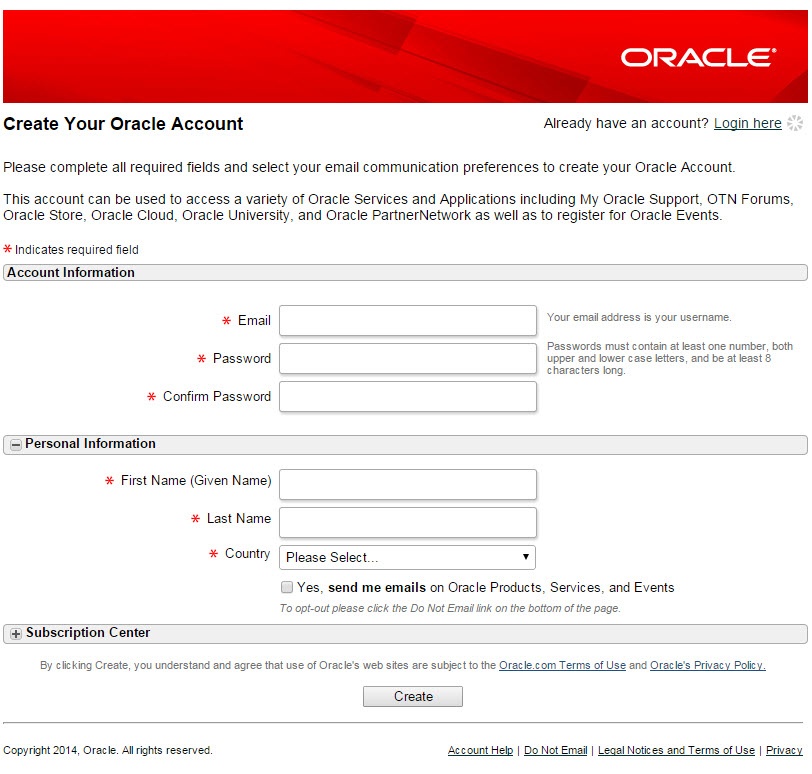 'Create Your Account' form