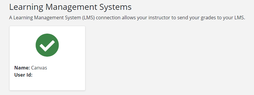 green checkmark in the Learning Management Systems box