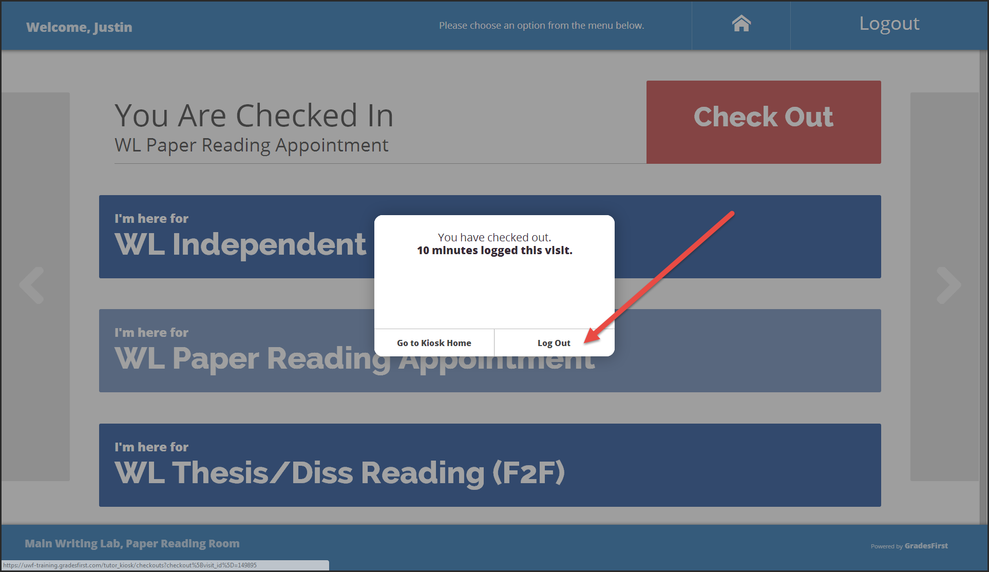 Log Out button