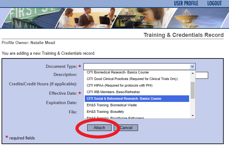 Screen shot showing training files being attached and the attach button highlighted.