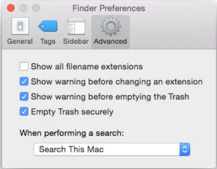 Finder Preferences window