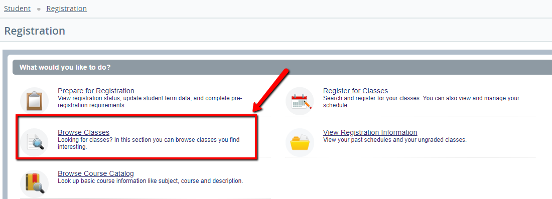 UWF Public Knowledge Base > Searching for Course Offerings > image2019-2-6_13-46-56.png Browse Classes link