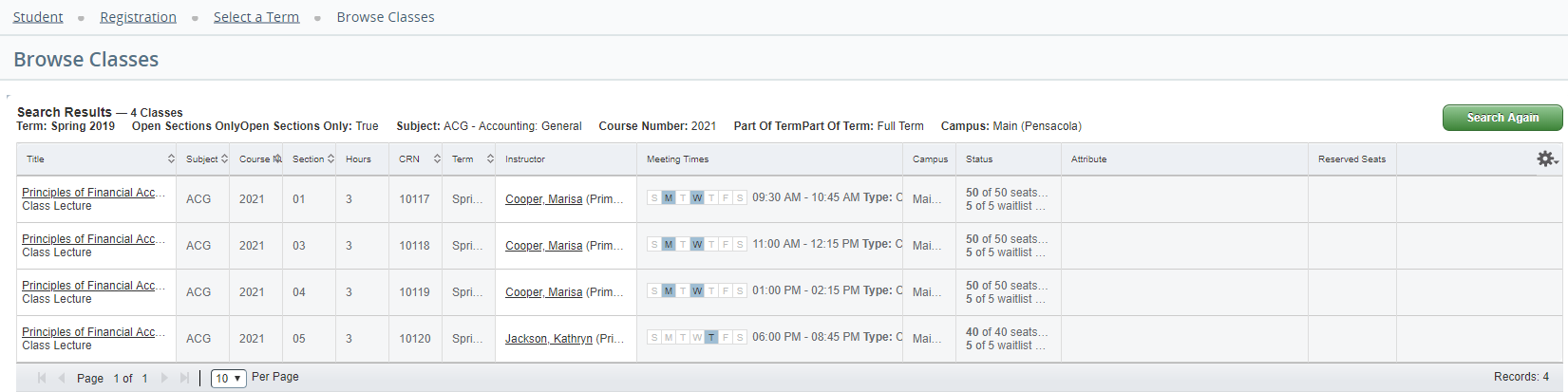 UWF Public Knowledge Base > Searching for Course Offerings > image2019-2-6_14-8-38.png Course menu image